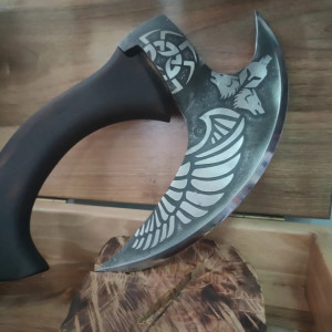 КРИЛО ЯНГОЛА ексклюзивна сокира ручної роботи майстра Сергія Дитюка, Сталь - У8 - інструментальна. Photo 2